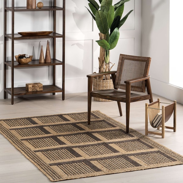 Nuloom Aletta Geometric Tiled Jute Area Rug 5ft x 8ft TADP03A-508 - main